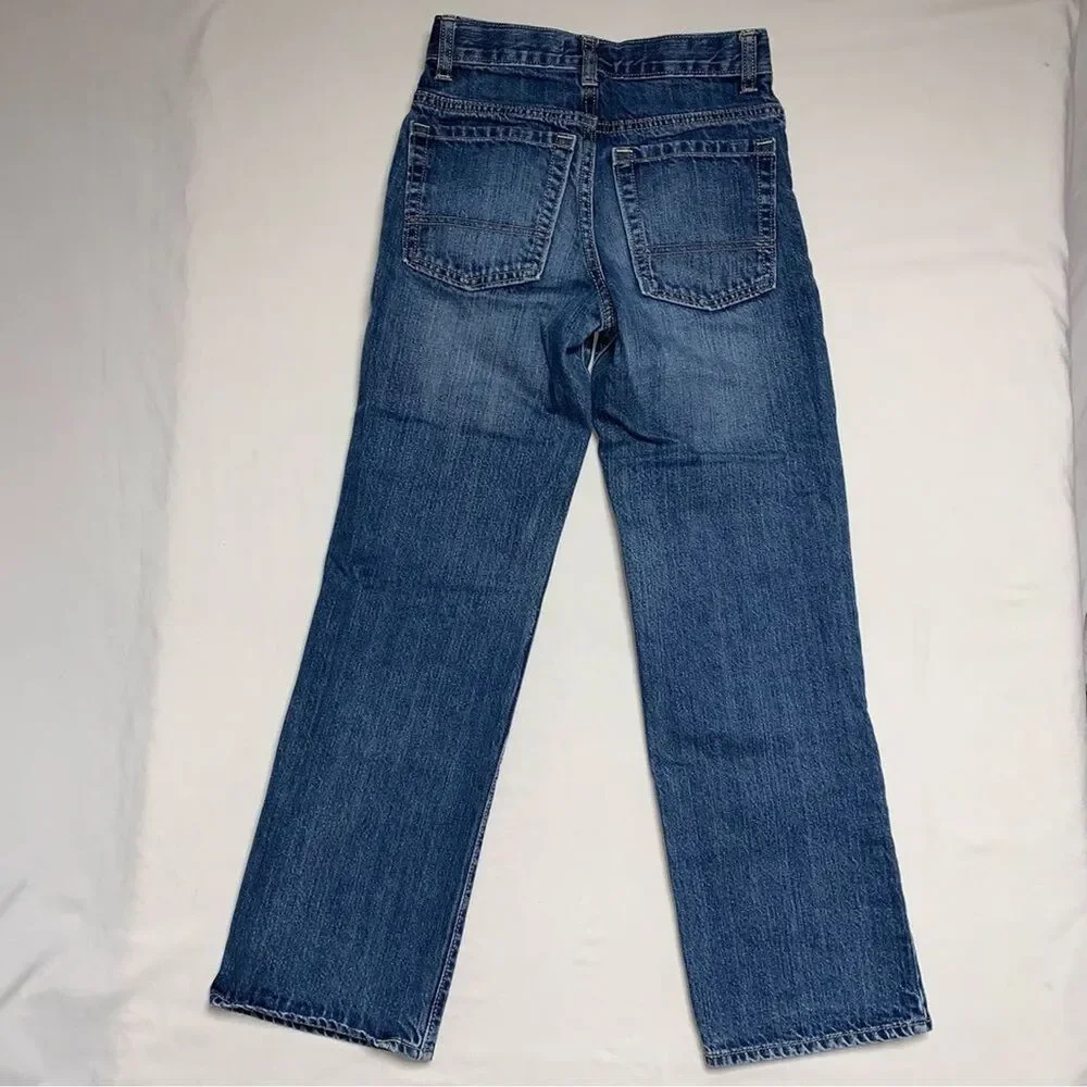 Old Navy Jeans Boys 12 Slim Straight Blue Denim Medium Wash Faded Whisker Preppy